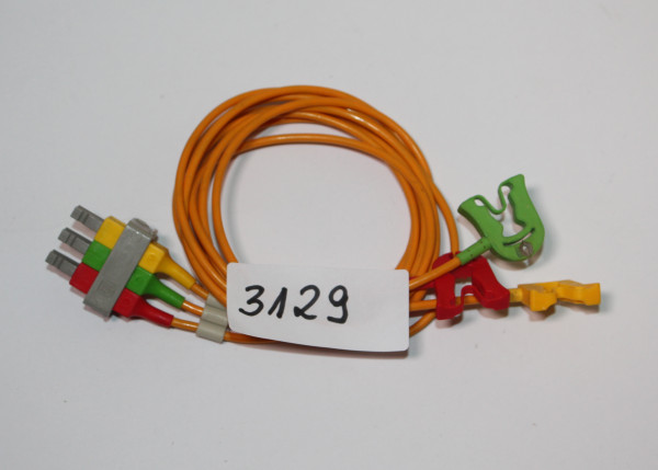 3-core electrode cable with clip, IEC, cable orange